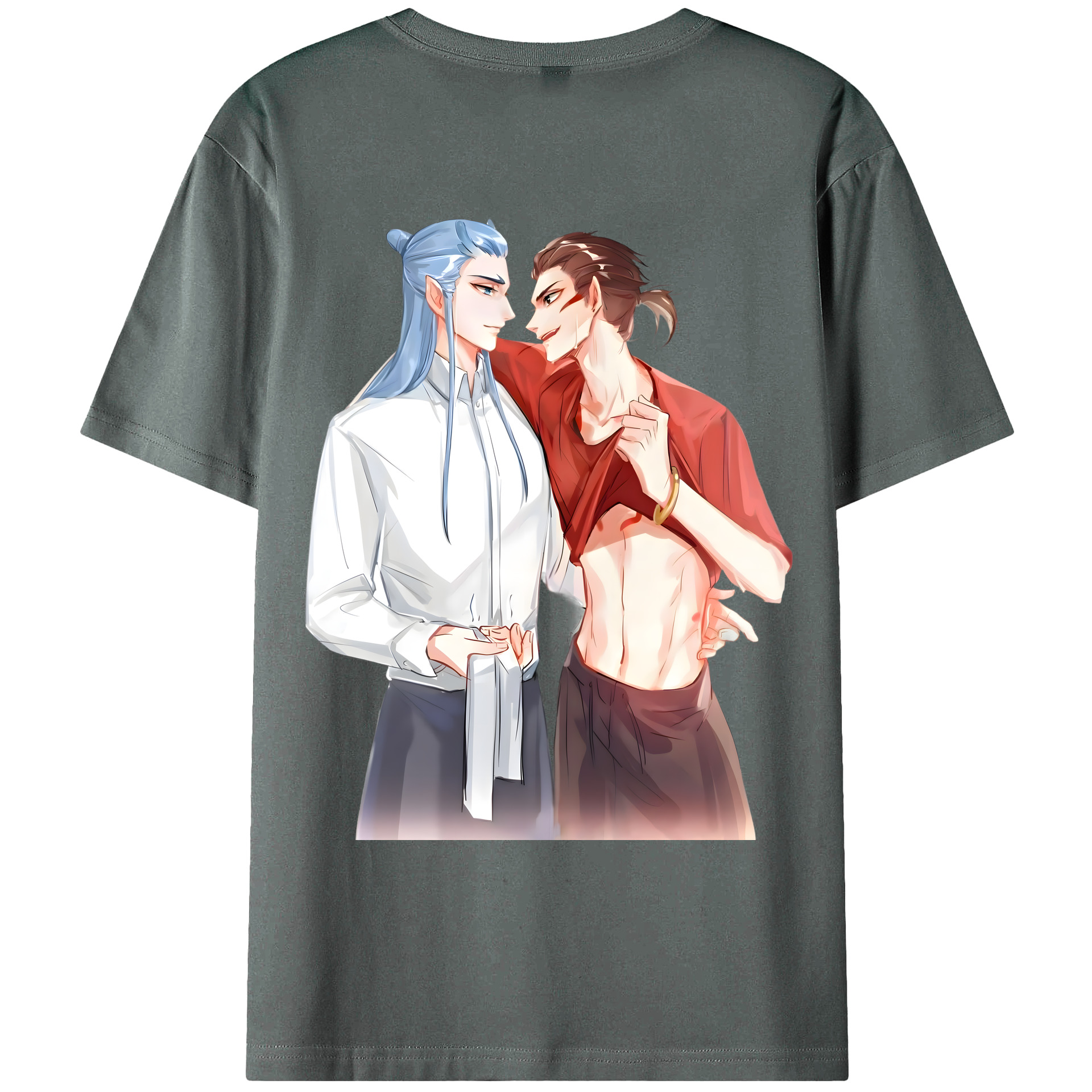 （画像用） Ne Zha 2 ナタ 魔童の大暴れ 綿100％ メンズ半袖Tシャツ（バックプリント） 通気性